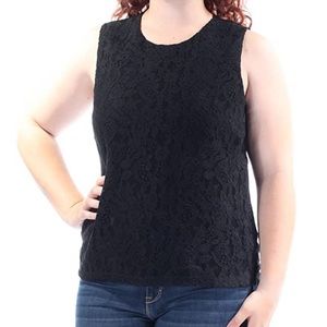 NWT Ralph Lauren Black Lace Sleeveless Top Size XL